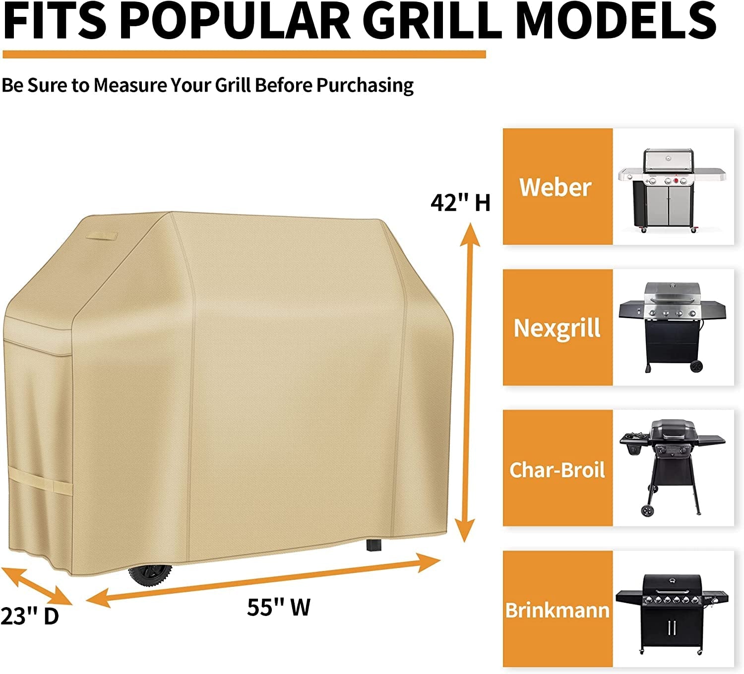 NEXCOVER Barbecue Gas Grill Cover - 55 Inch Waterproof BBQ Cover. Outdoor Heavy Duty Grill Cover. Fade & Weather Resistant Upgraded Material. Barbecue Cover for Weber. Brinkmann. Char Broil and More - Image 2
