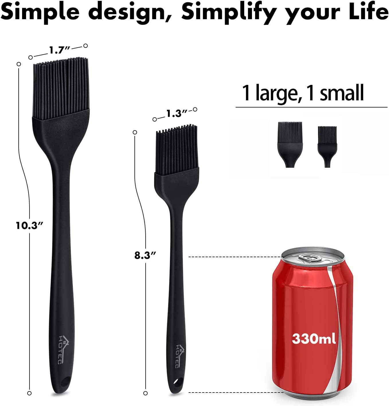 HOTEC Basting Brushes Silicone Heat Resistant Pastry Brushes Spread Oil Butter Sauce Marinades for BBQ Grill Barbecue Baking Kitchen Cooking BPA Free Dishwasher Safe (Black 2) - Image 2