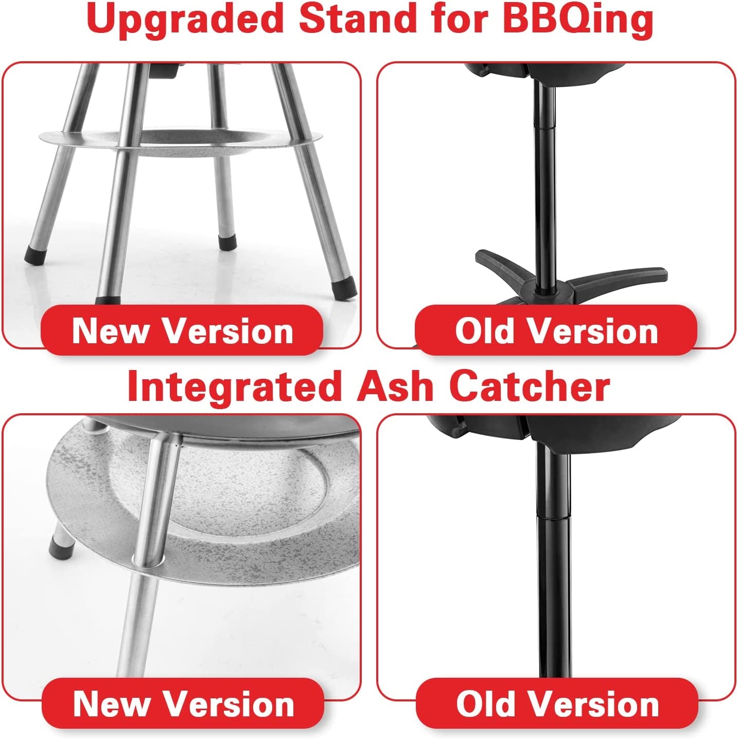 Alpine Cuisine Premium 14 Charcoal BBQ Grill round for Outdoor Cooking. Barbecue Coal Kettle Bowl Grill Portable Heavy Duty round with Legs Grilling for Tailgating Patio Backyard Camping - Black - Image 7