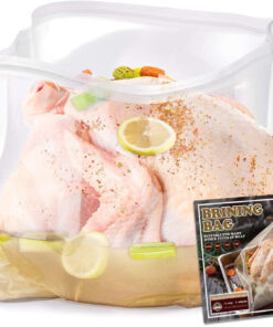 Turkey Brining Bag. 26×22. 2 Pack. Extra Large Brine Bag with 2 Strings and 2 Larger Clips. Thickened Brining Bag Holds up to 35 Pounds. Double Zippers Seal Brine Bags for Turkey. Chicken. Beef.Pork
