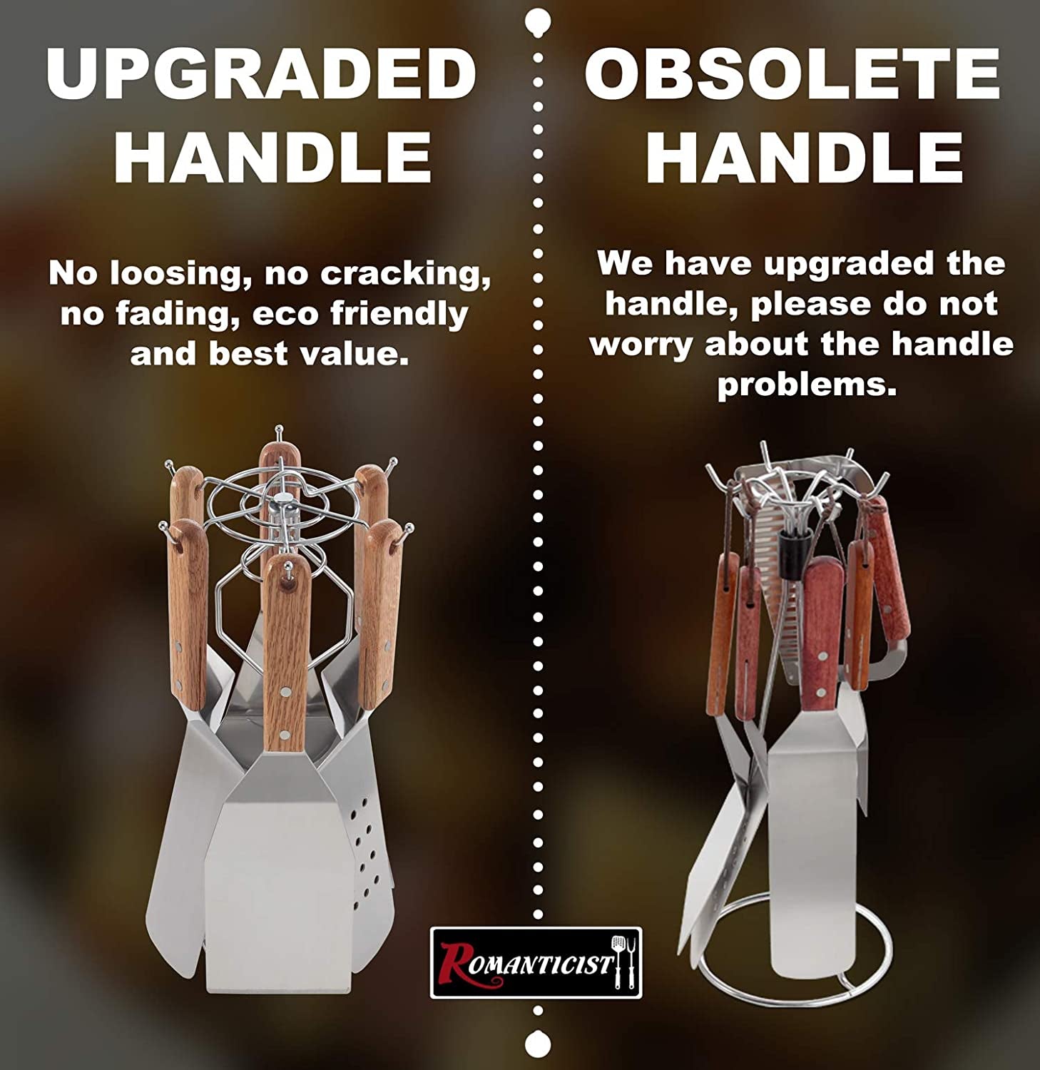 ROMANTICIST 8Pc Professional Griddle Accessories Kit - Heavy Duty Stainless Steel Grill Spatula Set for Grill Griddle Hibachi Flat Top Outdoor Cooking - Great Grill Gift on Birthday Wedding - Image 7