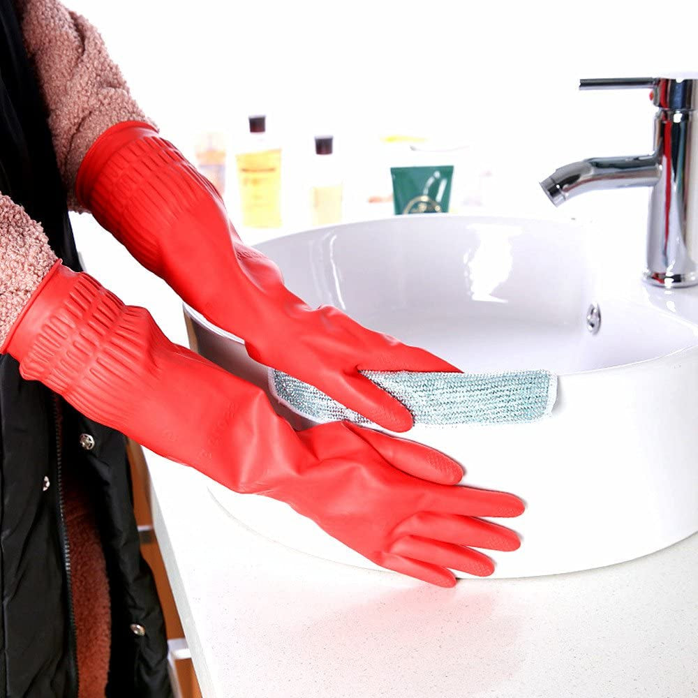 Rubber Cleaning Gloves Kitchen Dishwashing Glove 3-Pairs.Waterproof Reuseable.(Medium) - Image 5