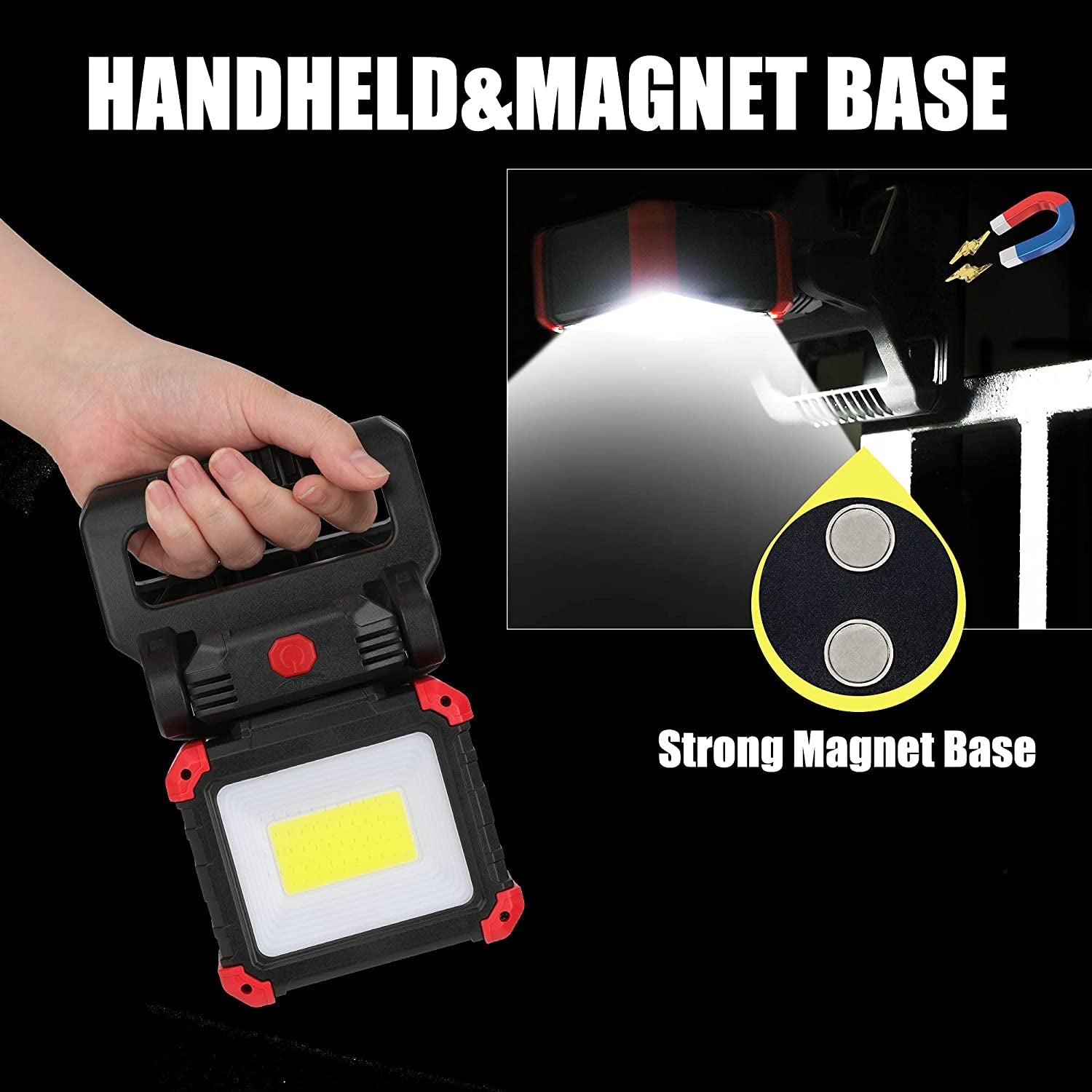 LED Rechargeable Work Light with Clamp. 2100LM COB Magnetic Clip on Worklight 270° Rotating with Mobile Charger. Portable Clamp Work Light for Boats. Car Repairing. Job Site Lighting(1Pack) - Image 5