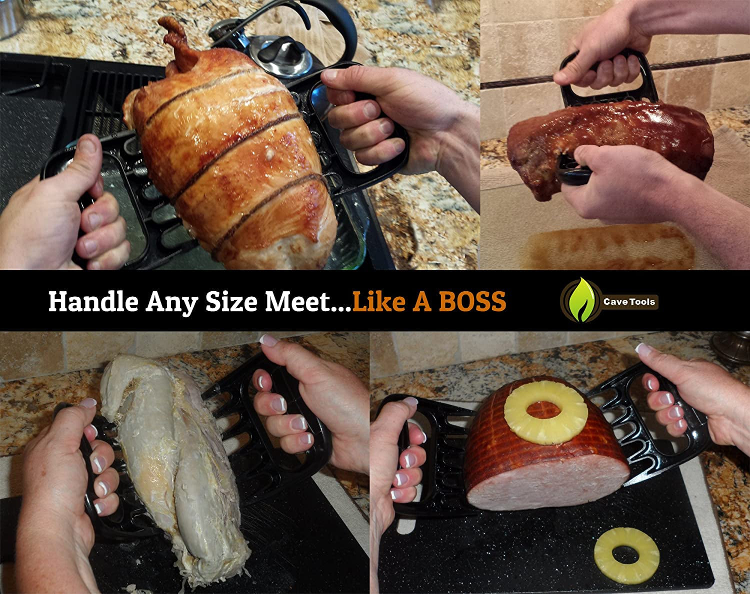 Cave Tools Meat Claws for Shredding Pulled Pork. Chicken. Turkey. and Beef- Handling & Carving Food - Barbecue Grill Accessories for Smoker. or Slow Cooker - Gun Metal - Image 3