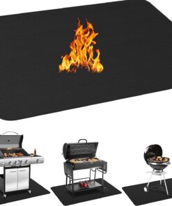 63 X 36'' XXL under Grill Mats for Outdoor Grill Deck Patio Protector. Easy to Clean Fireproof Double-Sided Oil Proof Heat Resistant BBQ Mat. Floor Fireplace Fire Pit Pads Mat (63X36 Inch)