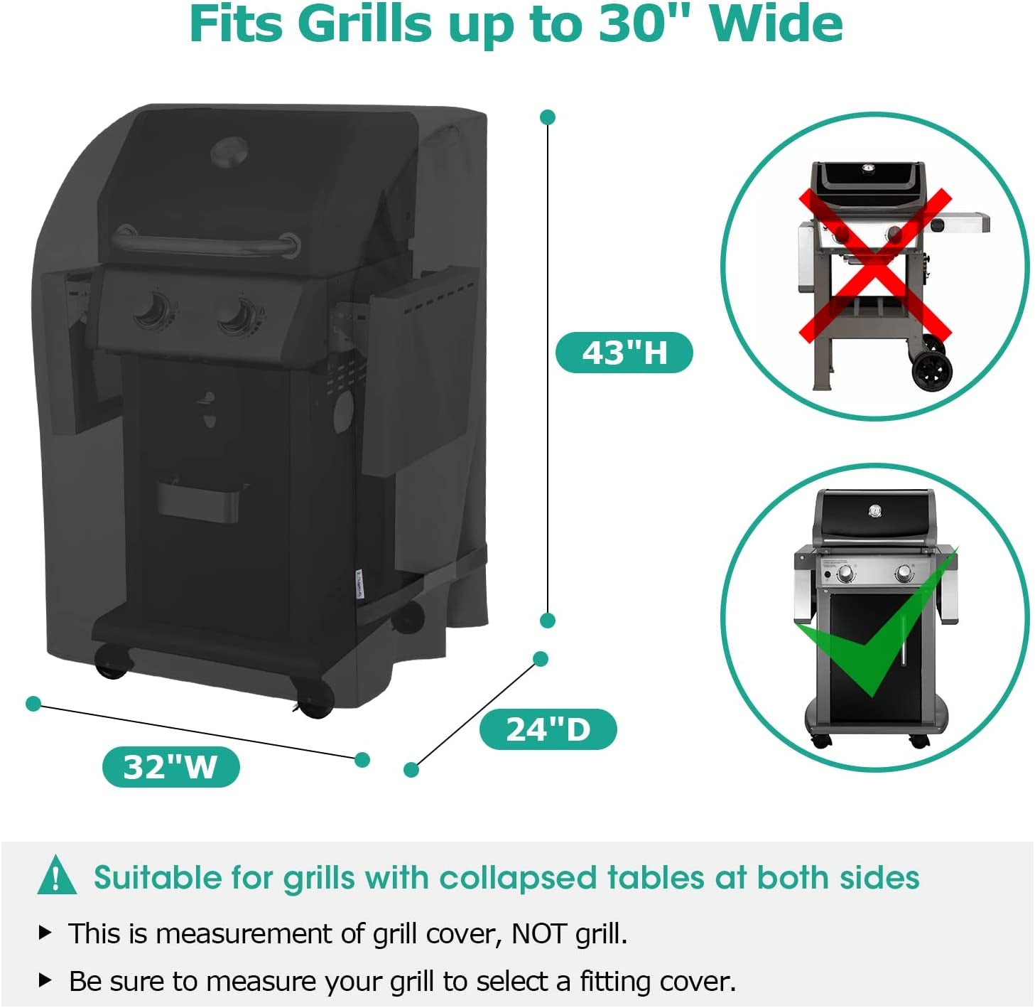 Sunpatio 2 Burner Gas Grill Cover 32 Inch. Heavy Duty Waterproof Small BBQ Grilling Cover. Compatible for Weber Char-Broil Nexgrill and More Grills with Collapsed Side Tables. All Weather Protection - Image 2