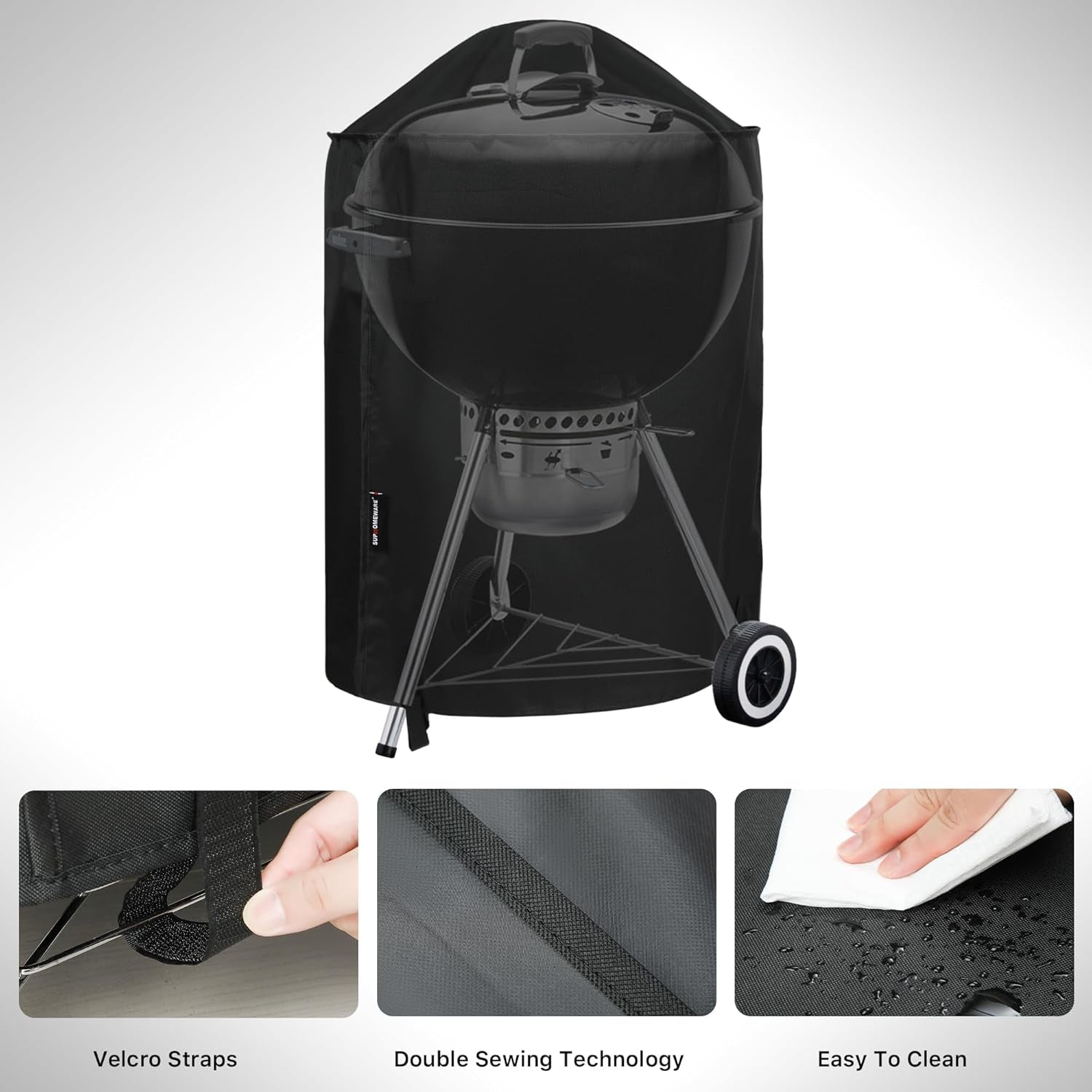 22 Inch Grill Cover for Weber Kettle Charcoal. Waterproof and Heavy Duty BBQ Covers with Fade Resistant - Image 5