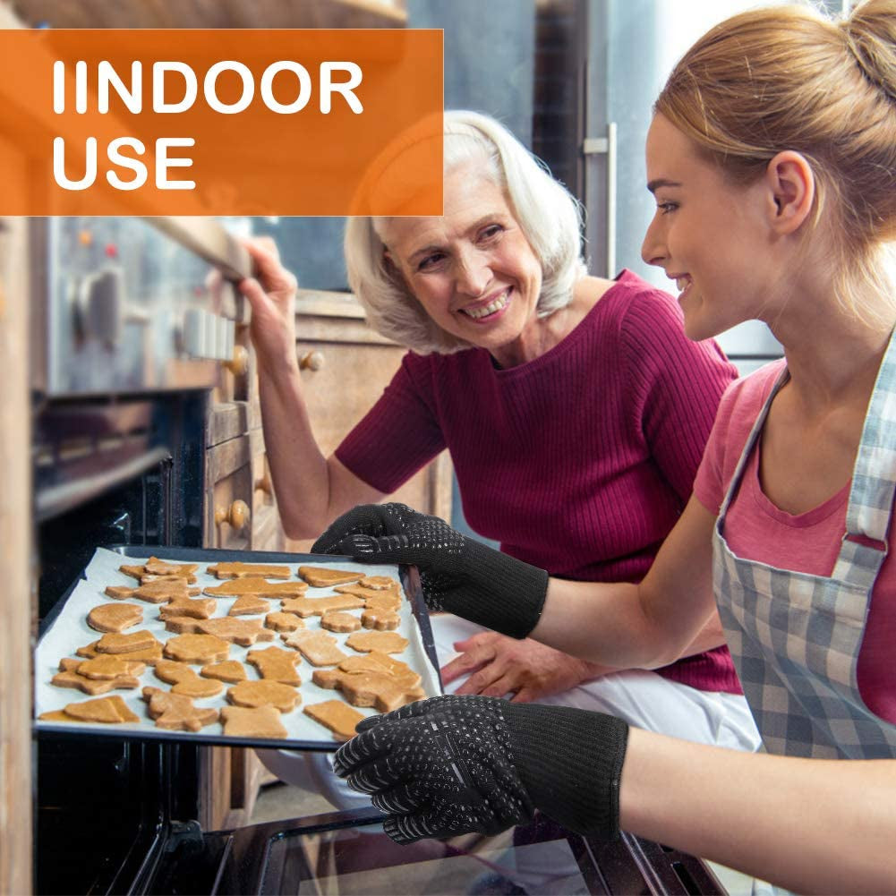 BBQ Grill Gloves. 1472°F Extreme Heat Resistant Grilling Gloves Non-Slip Oven Mitts Potholder. Perfect for Barbecue. Cooking. Baking. Fireplace. Smoker - 1 Pair (Black) - Image 4