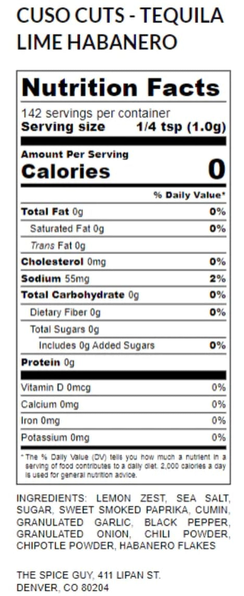 Cuso Cuts Great Tasting Tequila Lime Habanero - Contains All Natural Ingredients - Spices & Rubs for Grill. BBQ & Marinade - 1 Count - Image 3