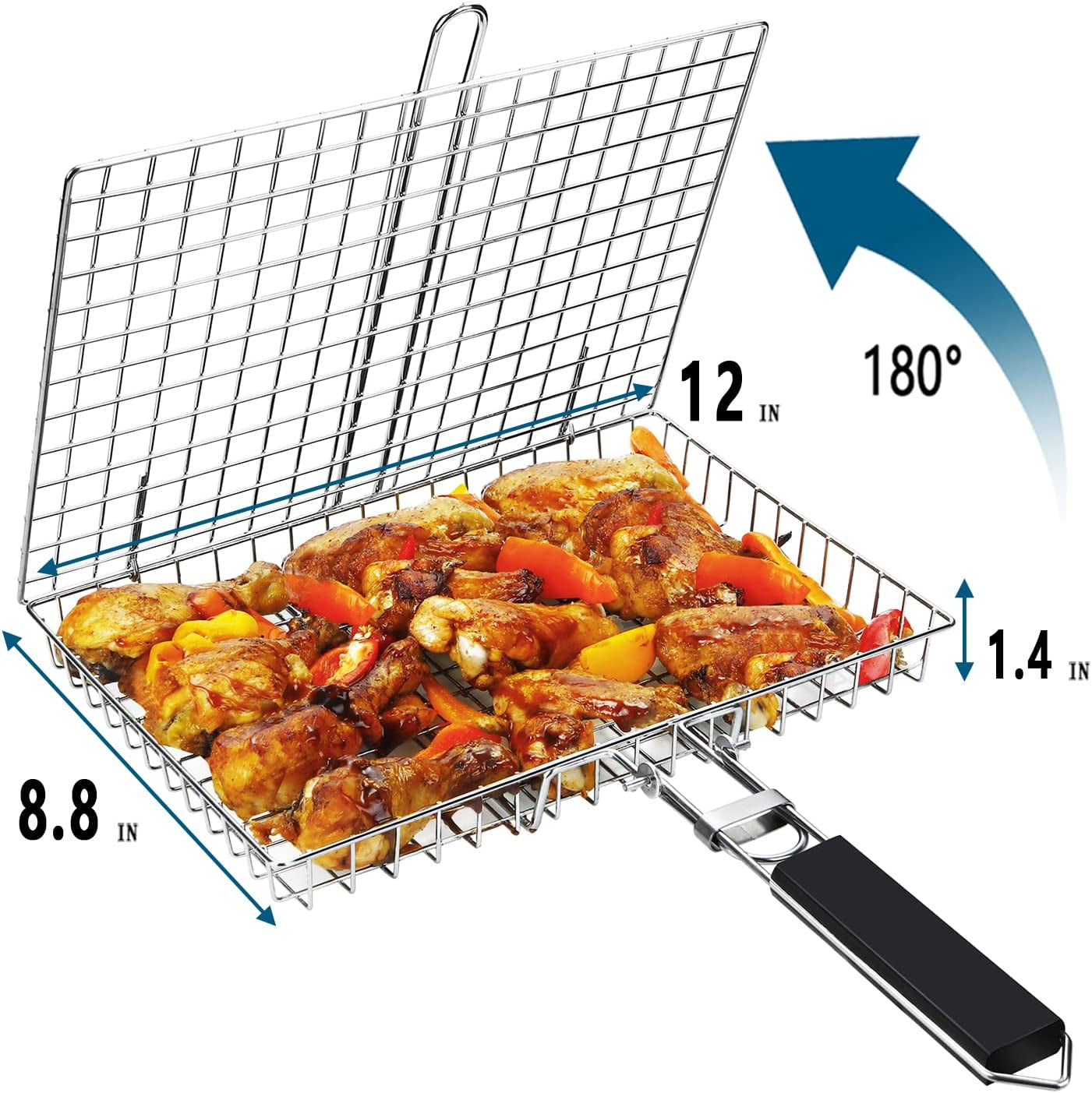 Grill Basket NABAOXUN BBQ Grilling Basket Fish Grill Basket. Grill Basket Grill Rack.Outdoor Grill Accessories - Image 3