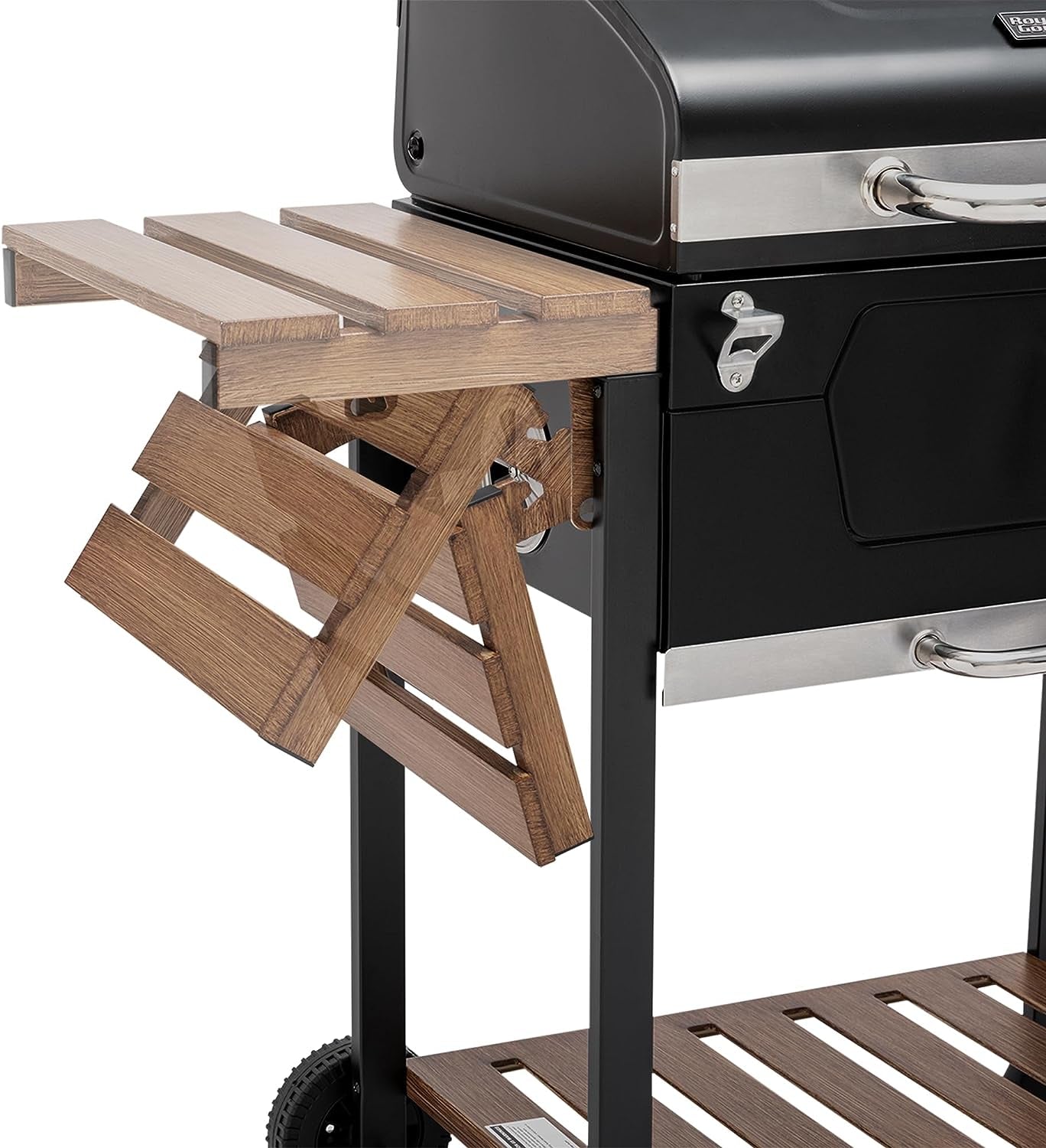 CD1824M 24-Inch Charcoal Grill. BBQ Smoker with Handle and Folding Table. Perfect for Outdoor Patio. Garden and Backyard Grilling. Black. Medium - Image 5