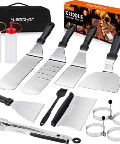 Griddle Accessories Kit. 14 Pcs Stainless Steel Griddle Grill Tools Set Blackstone and Camp Chef. Professional Grill Spatula Set for Men Women Outdoor BBQ and Camping