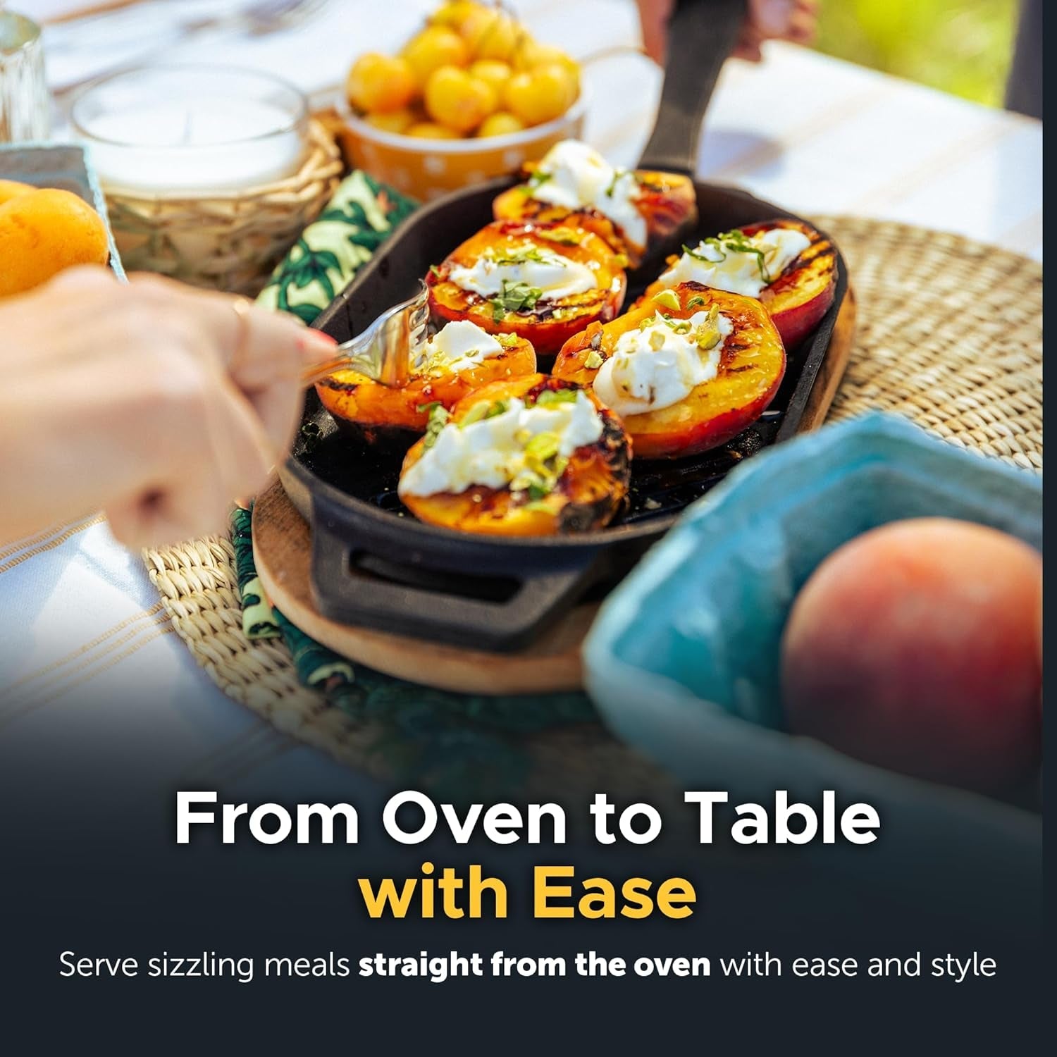 Ooni Cast Iron Grizzler Pan - Grill Frying Pan. 12 X 6 Griddle Plate with Removable Handle and Bamboo Trivet. Pre-Seasoned Non-Stick Oven Safe Cookware. Pizza Oven and BBQ Accessories - Image 4