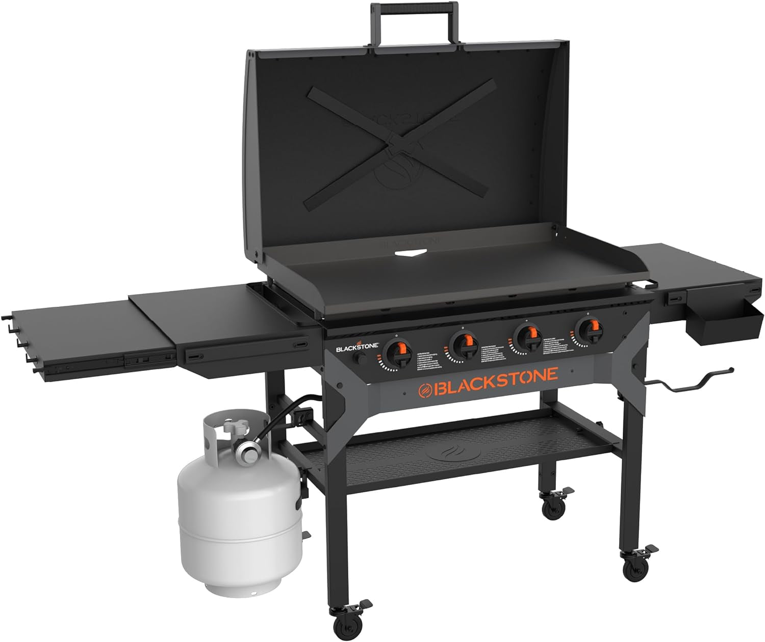 Blackstone 2310 Iron Forged 36 Omnivore Griddle with X-Braced Hood. Powder Coated Steel. Black