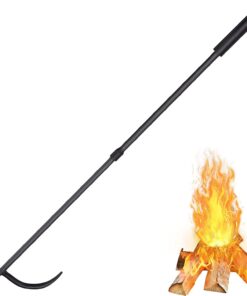 Fire Pit Poker for Fireplace Outdoor - IRIIJANE 32'' Wrought Iron Firepit Poker Stoker Stick for Camping Campfire Black