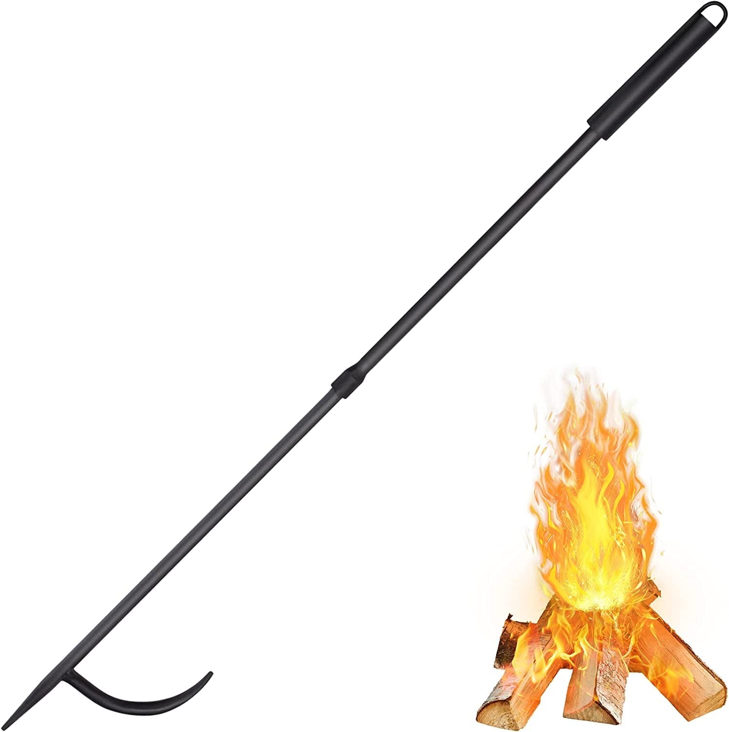 Fire Pit Poker for Fireplace Outdoor - IRIIJANE 32'' Wrought Iron Firepit Poker Stoker Stick for Camping Campfire Black - Image 10