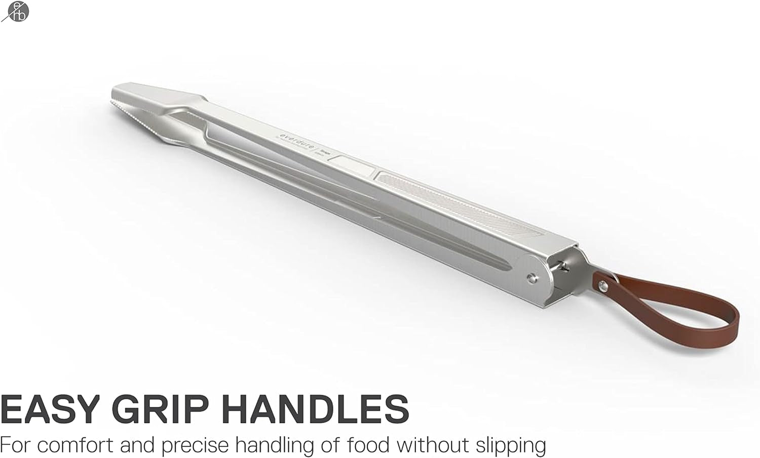 Everdure BBQ Tool Kit - 3 Pack. Brushed Stainless Steel Tongs. Spatula and Fork with Soft Grip Handles and Leather Straps. Barbeque Grill Accessories and Cooking Utensils Set - Image 5