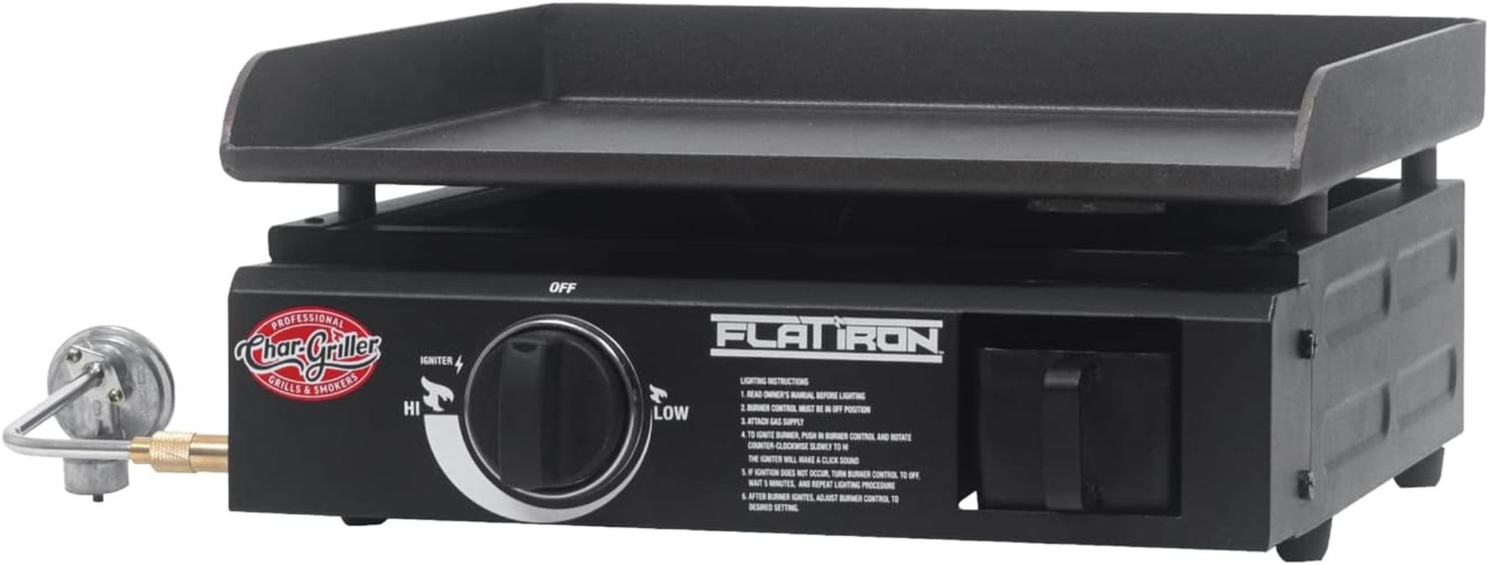 E8217 Flat Iron Portable Table Top 17 Gas Griddle Propane Grill. Black - Image 3