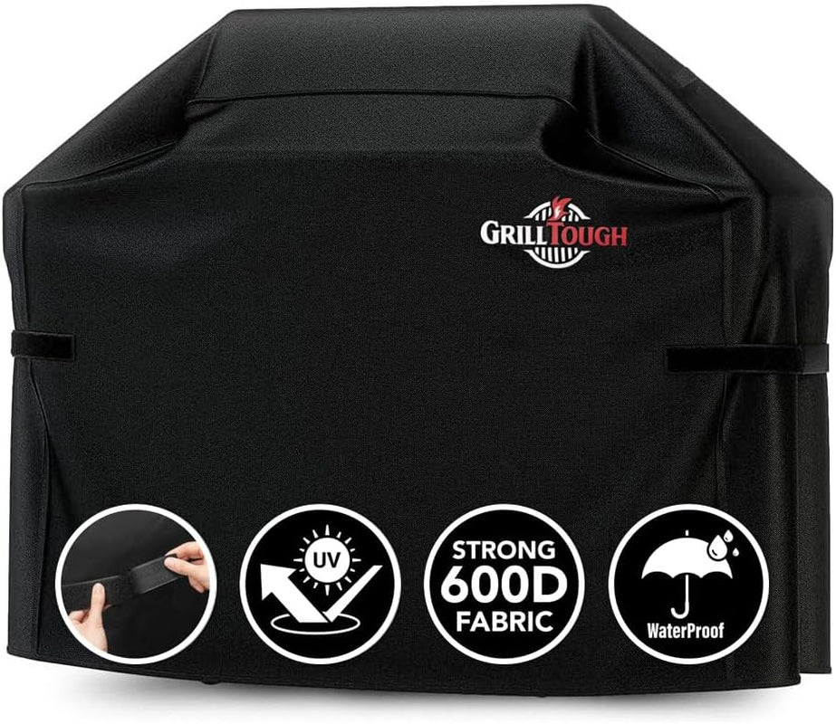 Heavy Duty BBQ Grill Cover for Outdoor Grill. 58 Inch – Waterproof. Weather Resistant. UV & Fade Resistant with Adjustable Straps Gas Weber. Genesis. Charbroil. Etc. Black