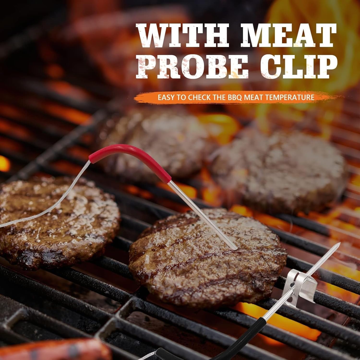 2-Pack Temp Meat Probe Replacement for Pit Boss Pellet Grills and Smokers. 3.5Mm Plug Thermometer Probes with 2 Pack Probe Grommets and Probe Clips - Image 8