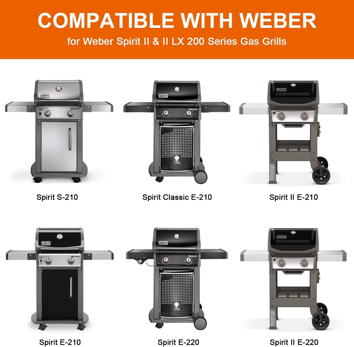 Full-Size Griddle Inserts for Weber Spirit 200 Spirit II 200 Series Gas Grills. Flat Top Griddle Replacement for Weber Spirit E-210 E-220 S-210 S-220 Spirit II E-210 S-210 E-220 S-220 Series Models - Image 5