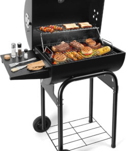 Barrel Barbecue Charcoal Grill: Premium Spacious Outdoor BBQ Grill with Side Table - Ideal for Patio Cooking Backyard Grilling Camping Picnics Tailgating Parties