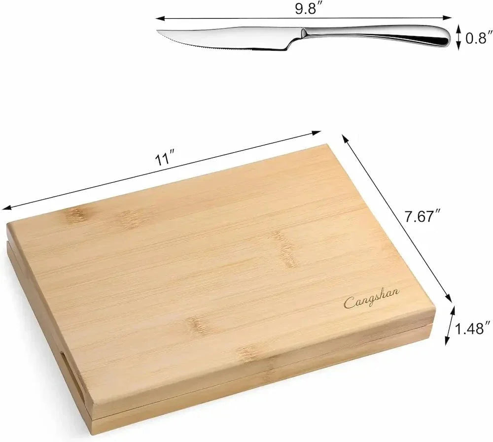 Cangshan 8pc Rain II Stainless Steel Steak Knife Set in Bamboo Chest - Image 3