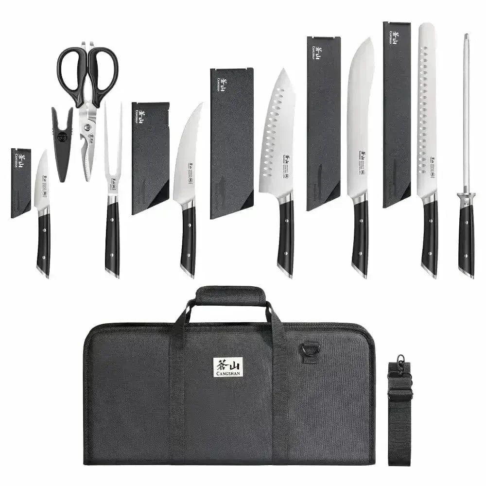 Cangshan Helena Black 9pc BBQ Knife Bag Set
