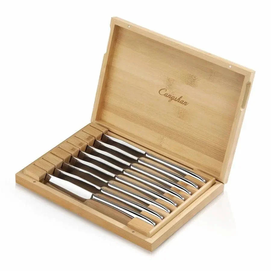 Cangshan Rain Series 8-Piece Steak Knife Bamboo Box Set