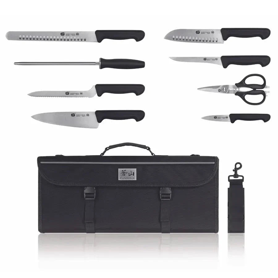 Cangshan. Top Cut P2 Series. 9 Pc Knife Bag Set. Swedish 12C27 Steel