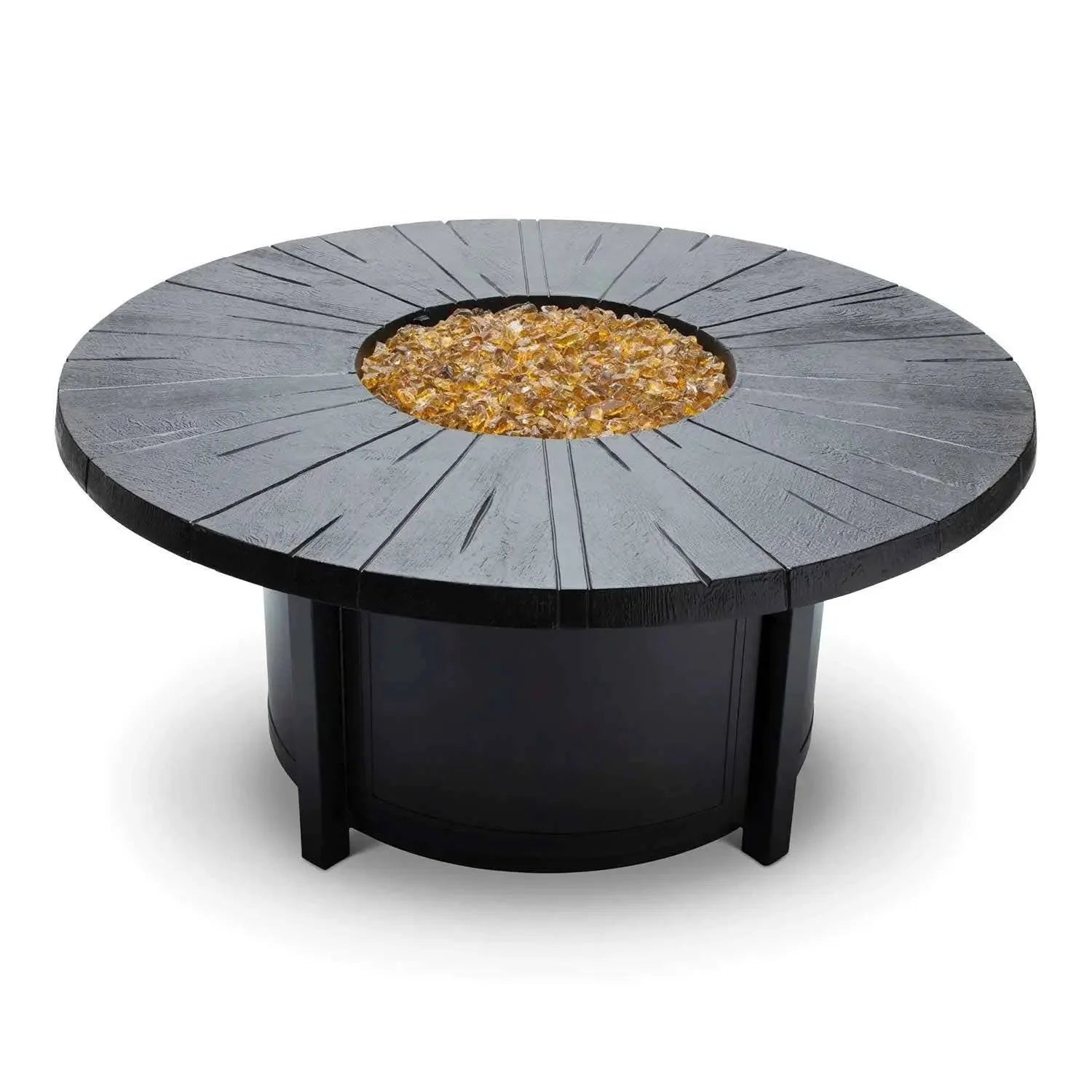 Castelle Altra 49 Round Coffee Table Fire Pit Reclaimed Timber Top and Antique Dark Rum Finish - Image 2