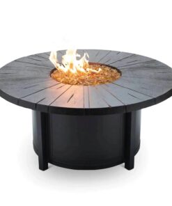 Castelle Altra 49 Round Coffee Table Fire Pit Reclaimed Timber Top and Antique Dark Rum Finish