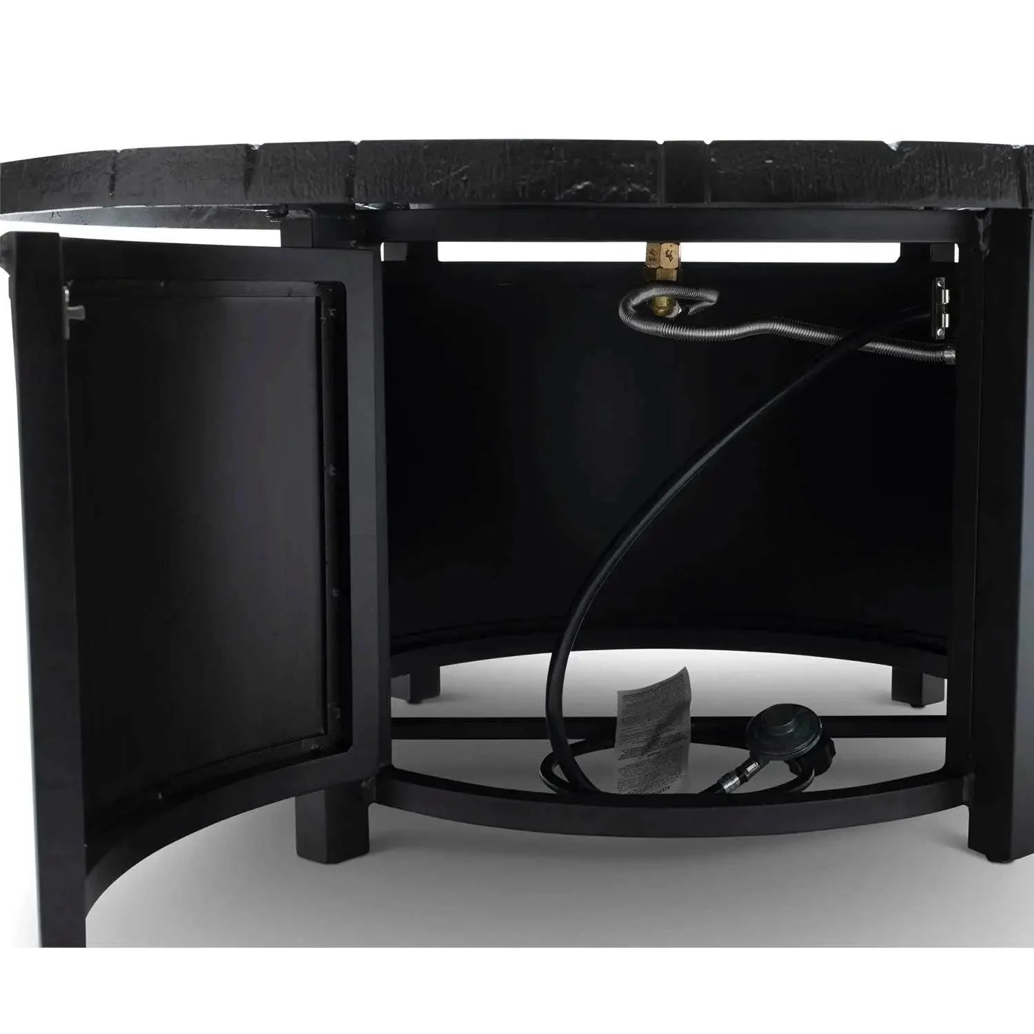 Castelle Altra 49 Round Coffee Table Fire Pit Reclaimed Timber Top and Antique Dark Rum Finish - Image 6