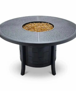 Castelle Classical 49 Round Fire Pit Dining Table with Forged Top and Antique Dark Rum Finish