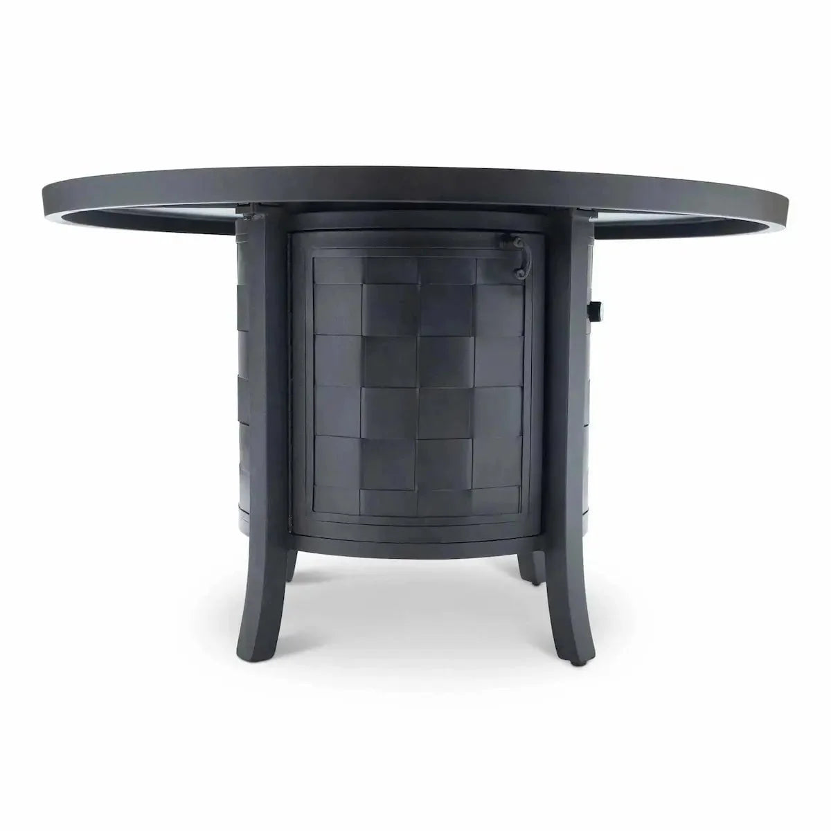 Castelle Classical 49 Round Fire Pit Dining Table with Forged Top and Antique Dark Rum Finish - Image 2