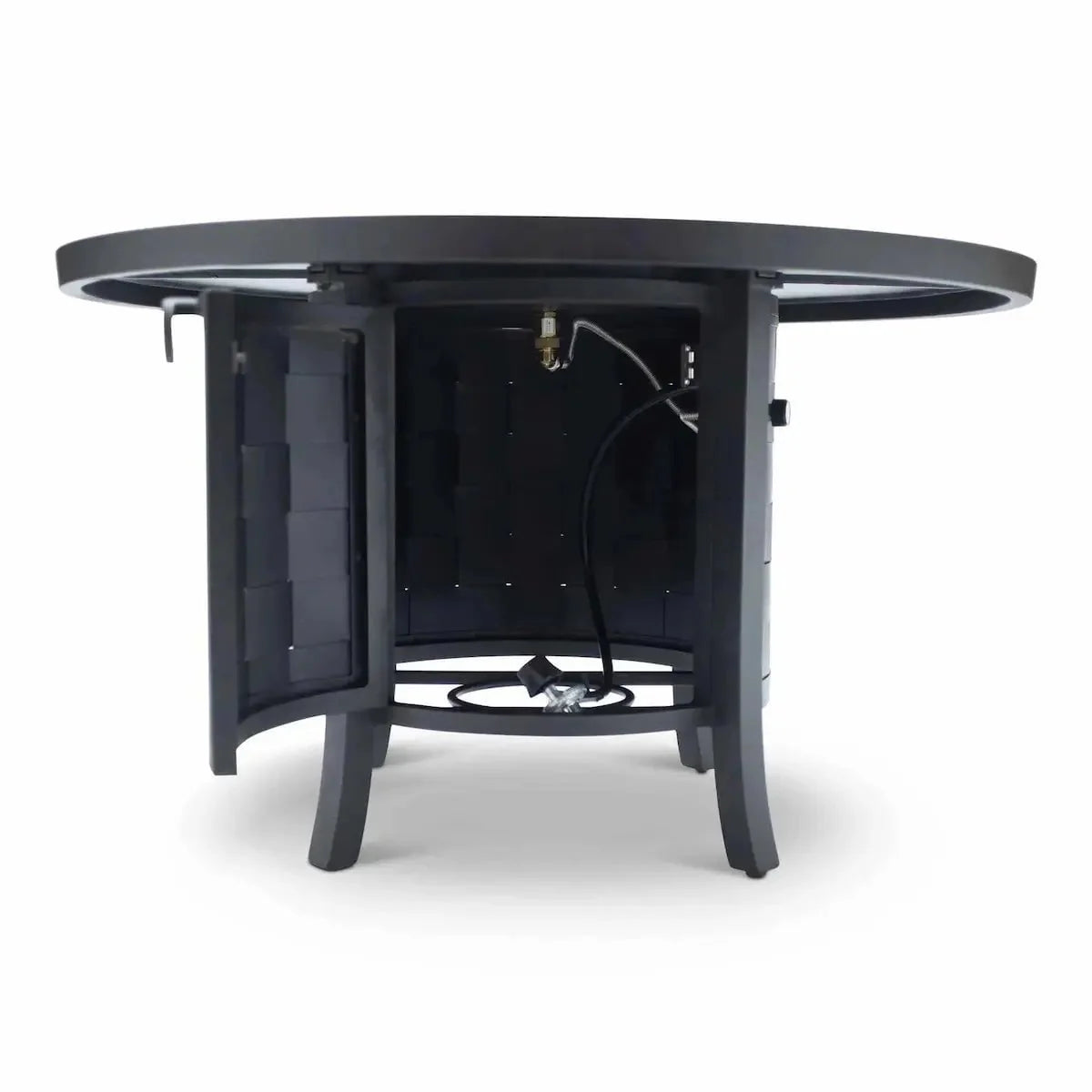Castelle Classical 49 Round Fire Pit Dining Table with Forged Top and Antique Dark Rum Finish - Image 4