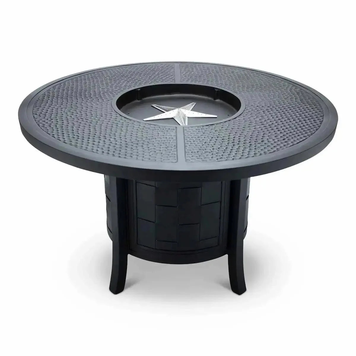 Castelle Classical 49 Round Fire Pit Dining Table with Forged Top and Antique Dark Rum Finish - Image 3