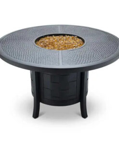 Castelle Classical 49 Round Fire Pit Dining Table with Forged Top in Antique Black Finish