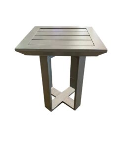 Castelle Moderna 16 Square Side Table with Slat Top in Platinum Tex Finish