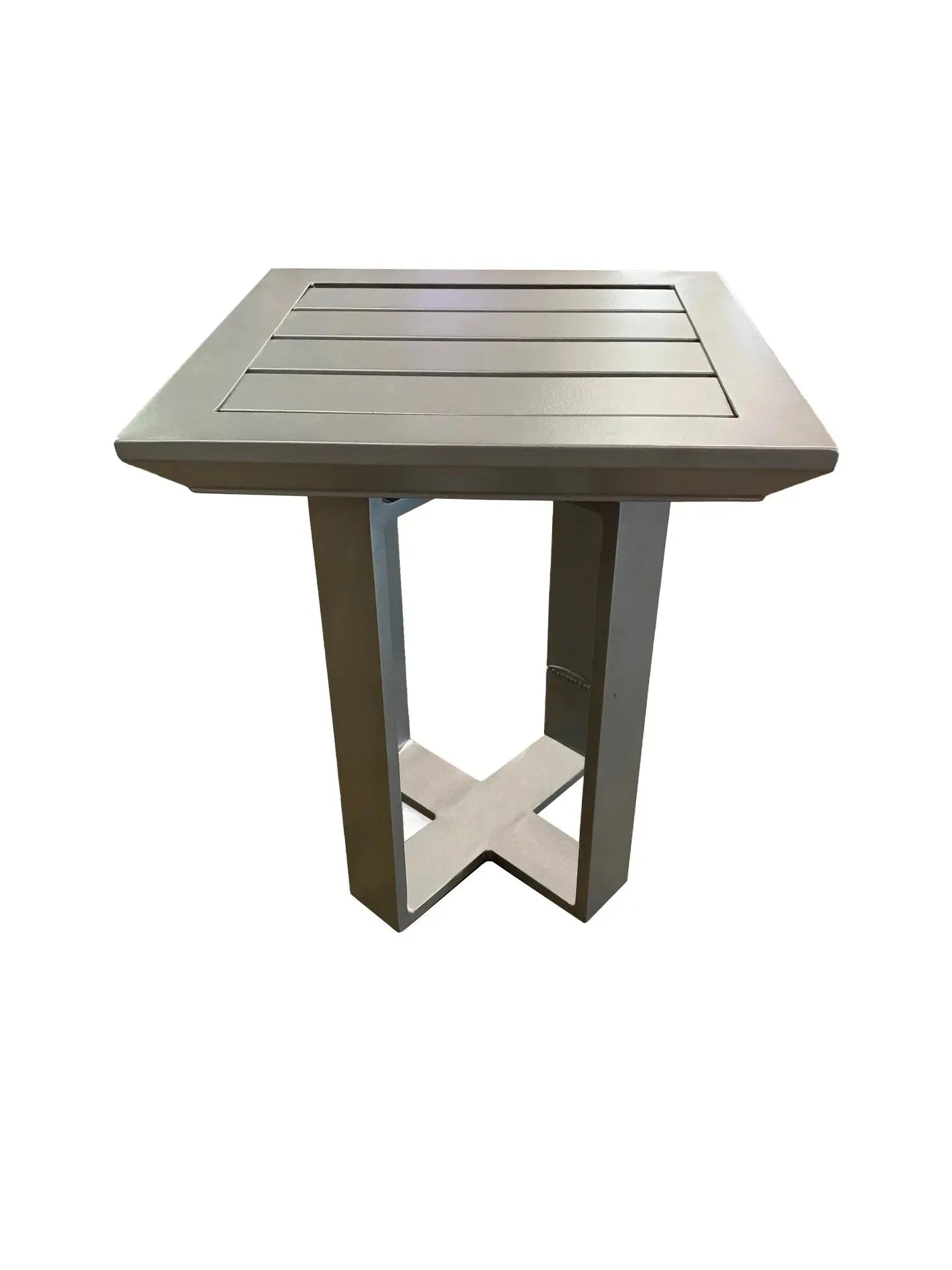 Castelle Moderna 16 Square Side Table with Slat Top in Platinum Tex Finish