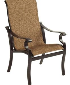 Castelle Monterey Sling Dining Chair with Antique Dark Rum Frame and Mingle Fabric