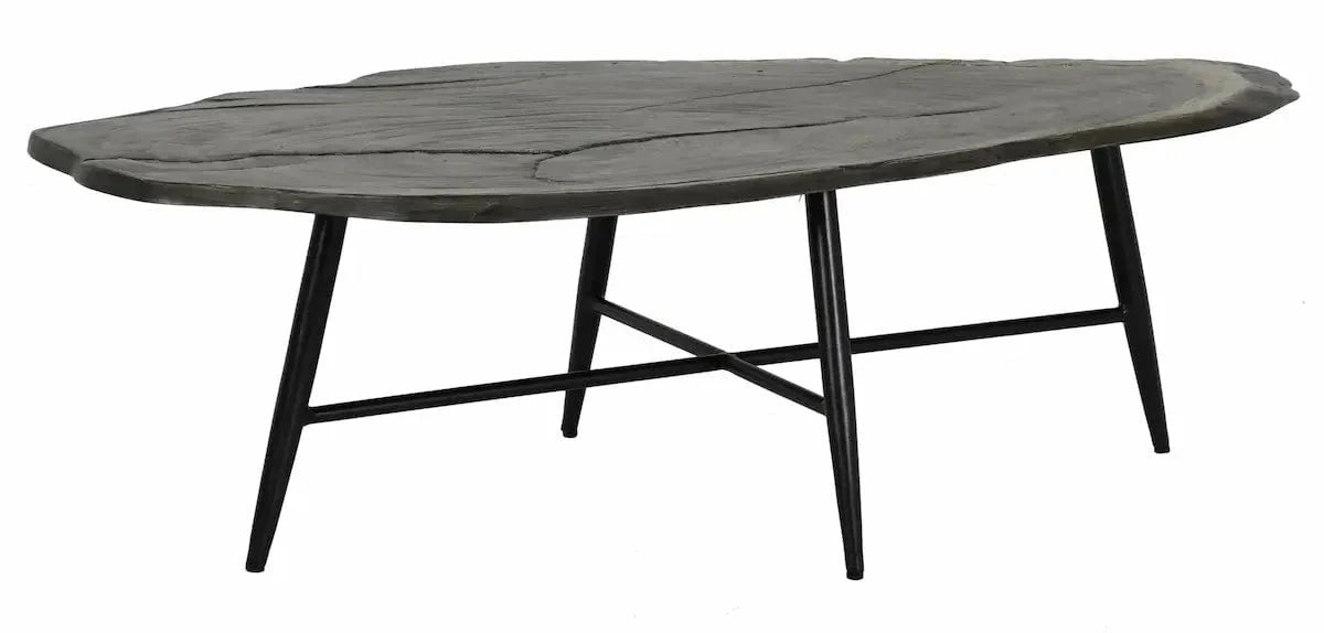 Castelle Nature's Wood Natural Coffee Table with Weathered Wood Top and Antique Dark Rum Finish on legs