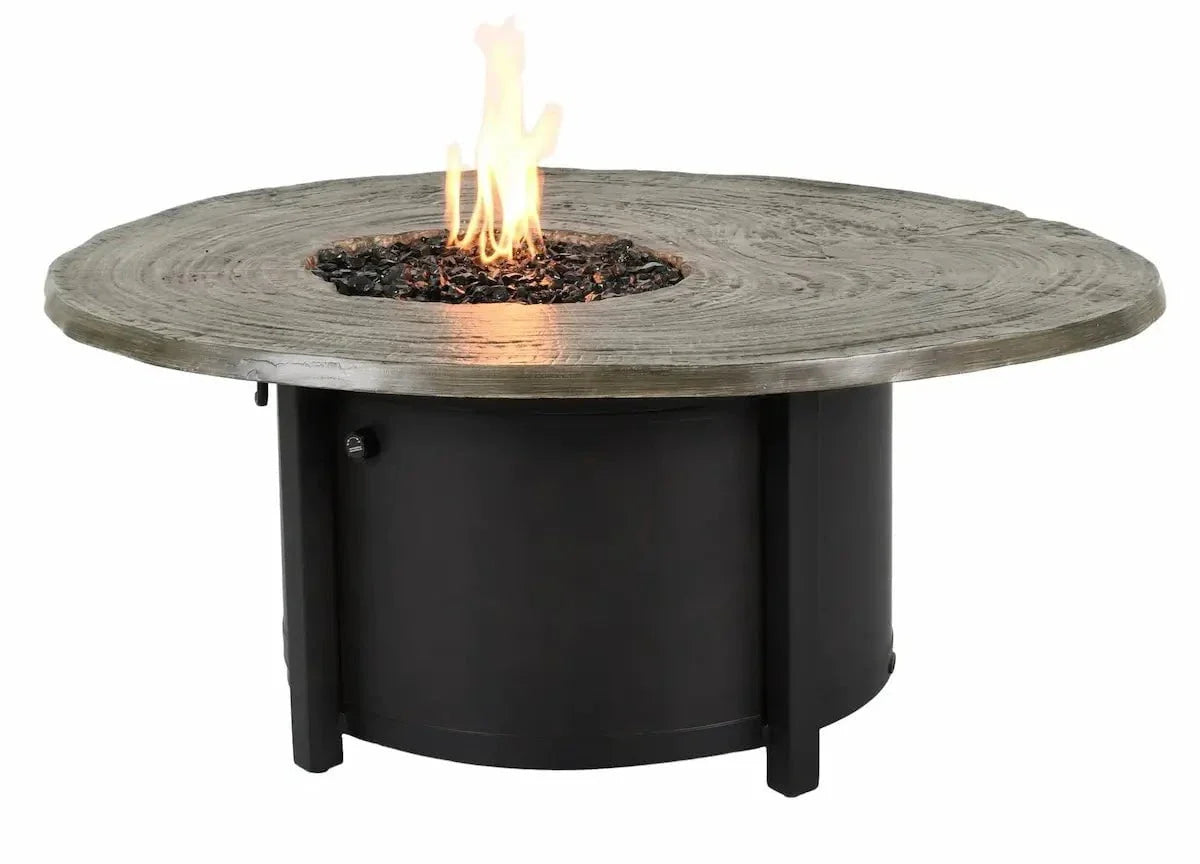 Castelle Nature's Wood Oblong Fire Pit Coffee Table with Natural Weathered Wood Top and Antique Dark Rum Finish on Base