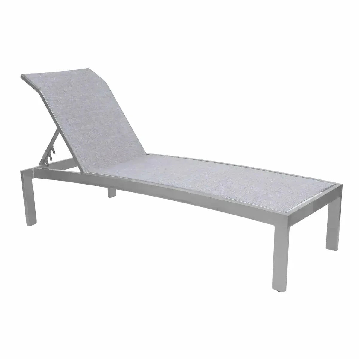 Castelle Orion Adjustable Sling Chaise Lounge with Platinum Tex Finish and Augustine Denim Sling - Image 2