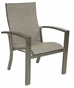 Castelle Orion Sling Dining Chair in Antique Dark Rum Finish with Augustine Oyster Sling