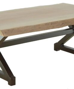 Castelle Oxford Rectangular Coffee Table with Live Edge Mahogany Top and Antique Walnut Finish on Base