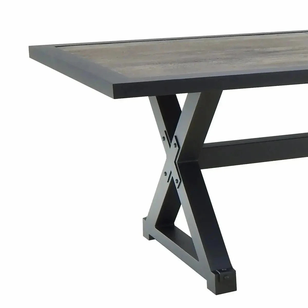 Castelle Oxford Rectangular Dining Table with Polaris Aluminum Slate Top and Antique Dark Rum Frame - Image 2