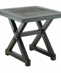 Castelle Oxford Square Side Table with Polaris Aluminum Top and Antique Dark Rum Frame