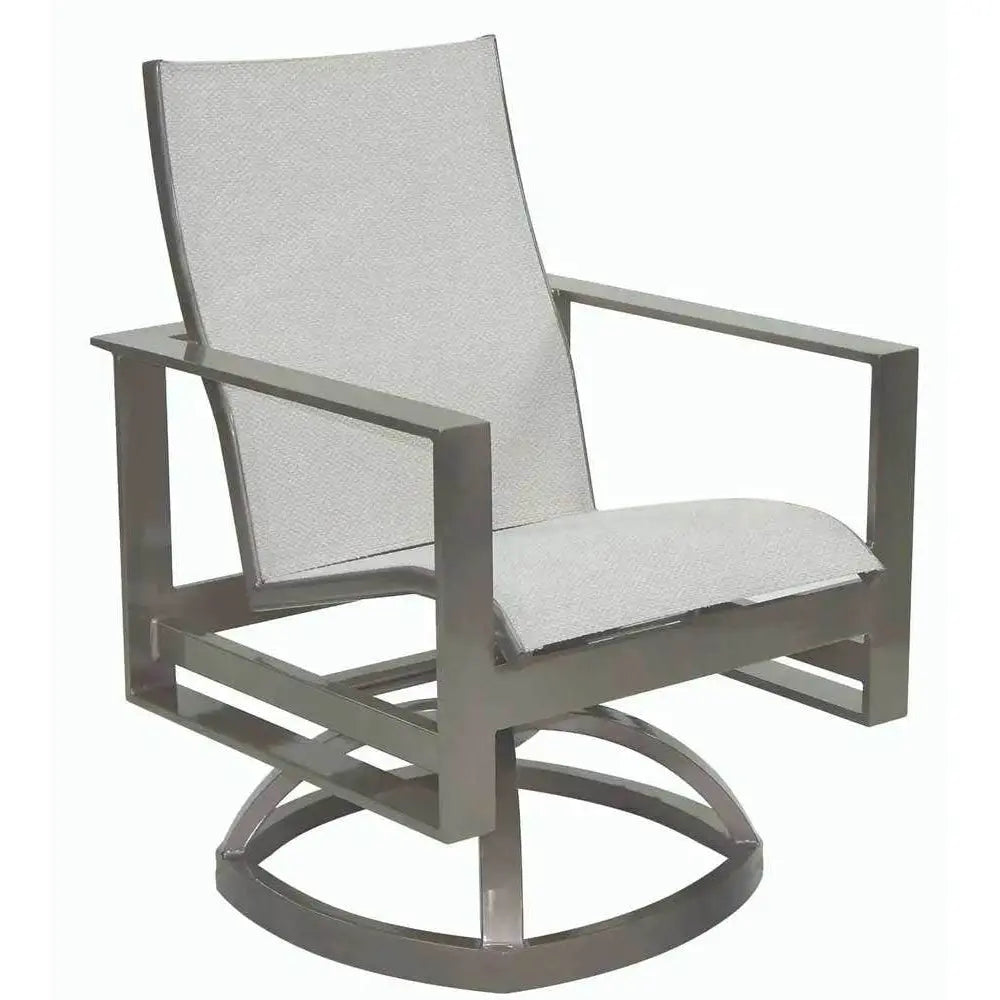 Castelle Park Place Sling Swivel Dining Rocker with Jasmine Frame and Sailing Seagull Fabric