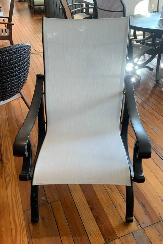 Castelle Telluride Sling Dining Chair with Antique Dark Rum Frame and Augustine Oyster Sling - Image 2